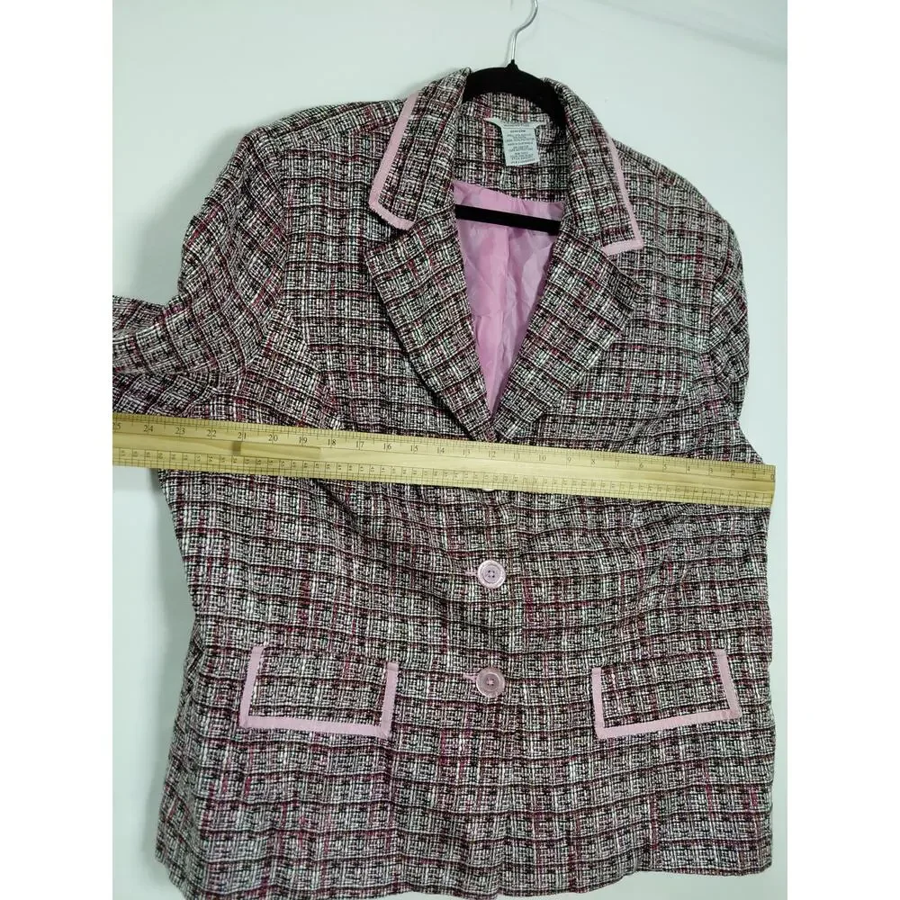 George Pink Plaid Blazer Lined Jacket Women Plus Size 22W/24W